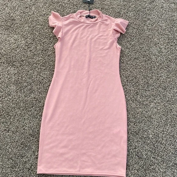 rose high neck cap sleeve bodycon dress Zapaka Women Rose Golden Short Cocktail Dress Sparkly Sequin Cap Sleeves Bodycon Party Dress ZAPAKA NZ